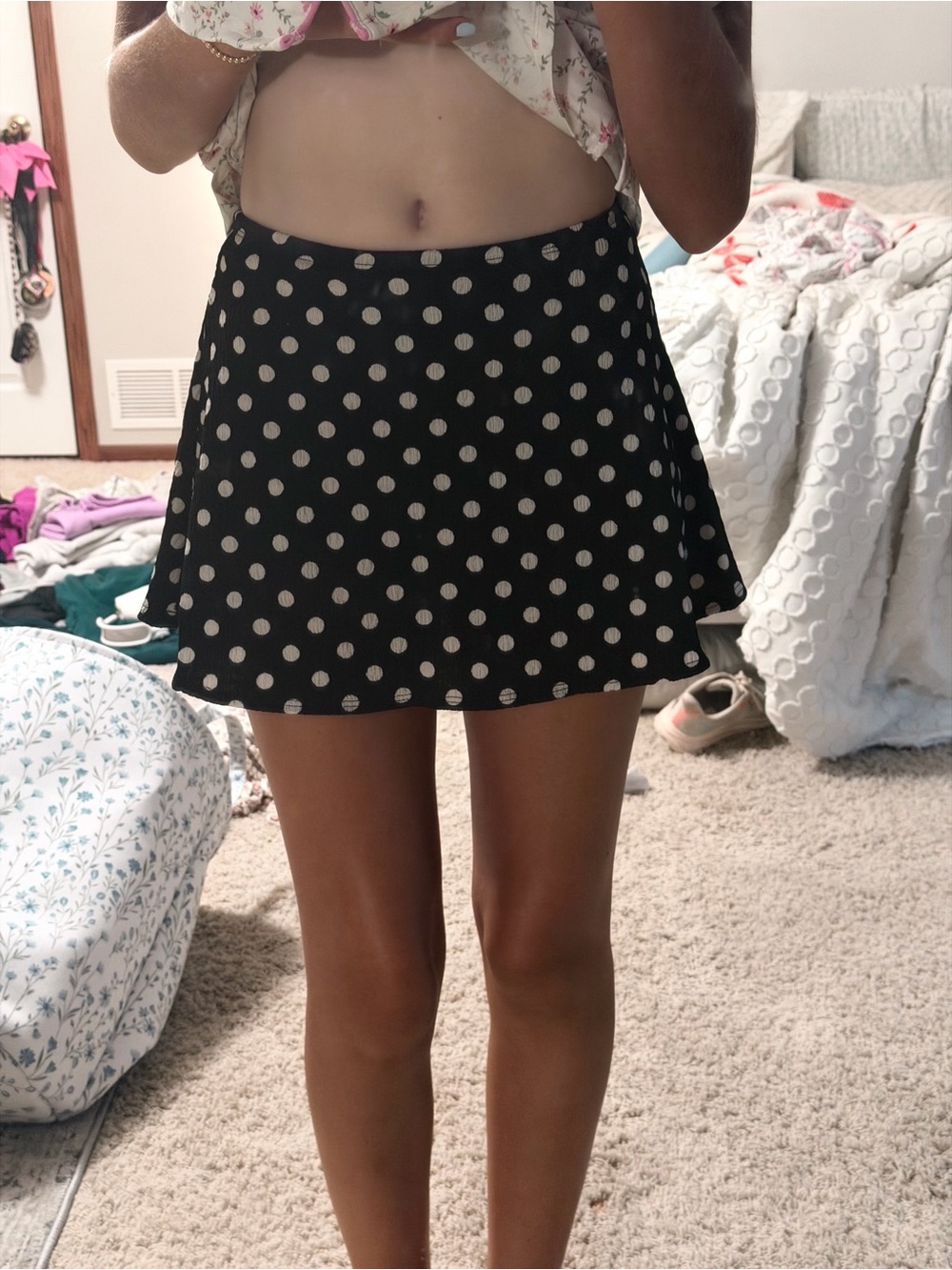 Marshalls Black Skater Skirt with White Polka Dots